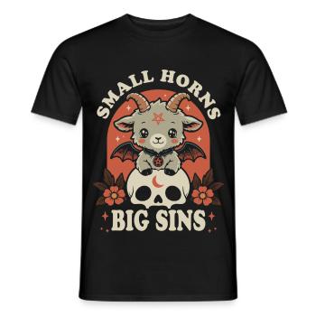Baphomet – Kleine Hörner große Sünden - Männer T-Shirt - Schwarz - Vorne - AI Model Male 178 light (178cm)