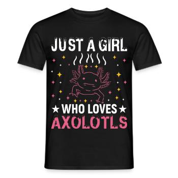 Just A Girl Who Loves Axolotls Pink Stars - Männer T-Shirt - Schwarz - Vorne - AI Model Male 178 light (178cm)