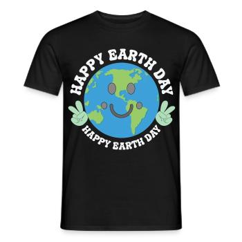 Happy Earth Day Smiling Planet Celebration - Männer T-Shirt - Schwarz - Vorne - AI Model Male 178 light (178cm)