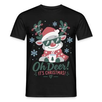 Oh Deer! Es ist Weihnachten - Männer T-Shirt - Schwarz - Vorne - AI Model Male 178 light (178cm)