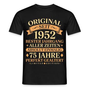 Geburtstag 1952 Jahrgang Einmalig 75 Jahre - Männer T-Shirt - Schwarz - Vorne - AI Model Male 178 light (178cm)