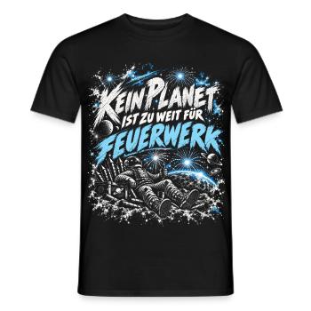 Kein Planet ist zu weit für Feuerwerk - Männer T-Shirt - Schwarz - Vorne - AI Model Male 178 light (178cm)