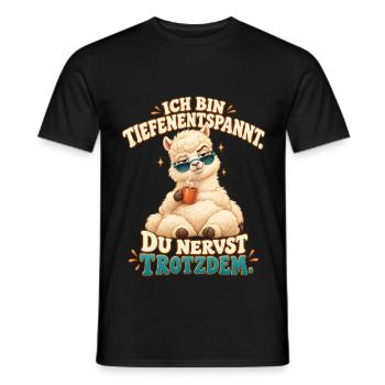 Lustige Sprüche - Alpaka mit Kaffee - Männer T-Shirt - Schwarz - Vorne - AI Model Male 178 light (178cm)