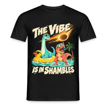 Comic Dinosaurier Die Stimmung ist im Chaos - Männer T-Shirt - Schwarz - Vorne - AI Model Male 178 light (178cm)