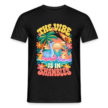 Sunset Dinosaurier Die Stimmung ist im Chaos - Männer T-Shirt - Schwarz - Vorne - AI Model Male 178 light (178cm)