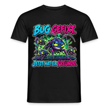 Bug gefixt, Freunde gefunden - Männer T-Shirt - Schwarz - Vorne - AI Model Male 178 light (178cm)