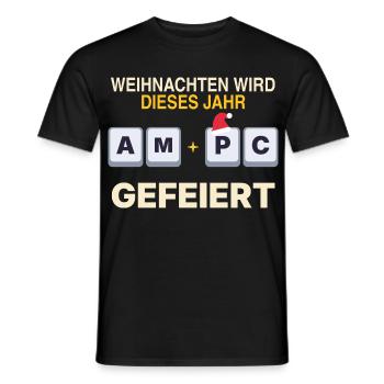 Weihnachten wird dieses Jahr am PC gefeiert - Männer T-Shirt - Schwarz - Vorne - AI Model Male 178 light (178cm)