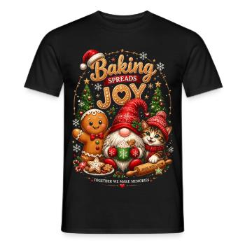 Gourmet Christmas Joy: Kekse und Katzen - Männer T-Shirt - Schwarz - Vorne - AI Model Male 178 light (178cm)
