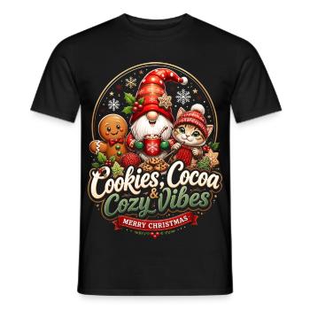 Cookies Cocoa Cozy Noël – Frohe Weihnachten - Männer T-Shirt - Schwarz - Vorne - AI Model Male 178 light (178cm)