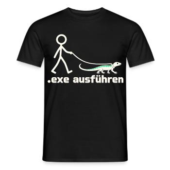 exe ausführen – Eidechse am Strichmännchen - Männer T-Shirt - Schwarz - Vorne - AI Model Male 178 light (178cm)