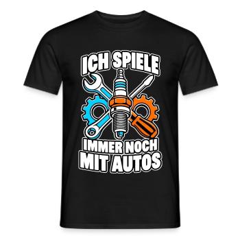 Ich spiele immer noch mit Autos – Schrauber - Männer T-Shirt - Schwarz - Vorne - AI Model Male 178 light (178cm)