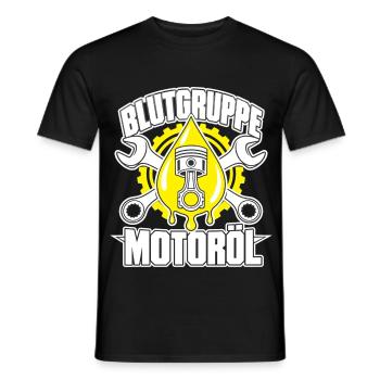 Blutgruppe Motoröl – Schrauber mit Kolben - Männer T-Shirt - Schwarz - Vorne - AI Model Male 178 light (178cm)