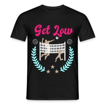 Get Low Volleyball Netz – Lorbeerkranz Design - Männer T-Shirt - Schwarz - Vorne - AI Model Male 178 light (178cm)