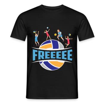 Freeeee! Volleyball Kinder – Free Ball Ruf - Männer T-Shirt - Schwarz - Vorne - AI Model Male 178 light (178cm)