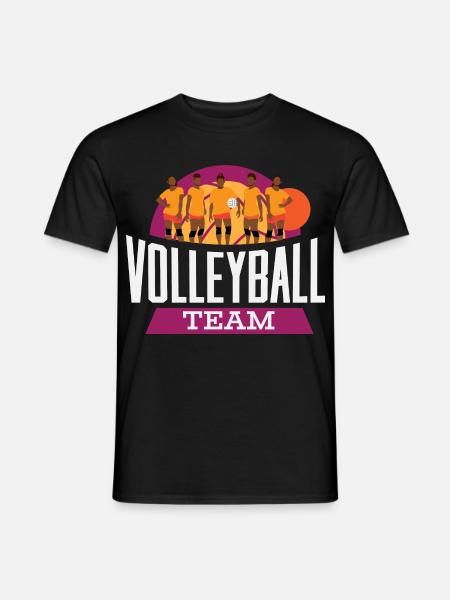 Volleyball Team – Mannschaft Retro Sonne - Männer T-Shirt - Schwarz