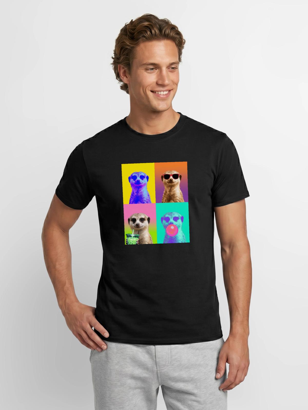Meerkat Erdmännchen - Männer T-Shirt - Schwarz - Vorne - AI Model Male 178 light (178cm)