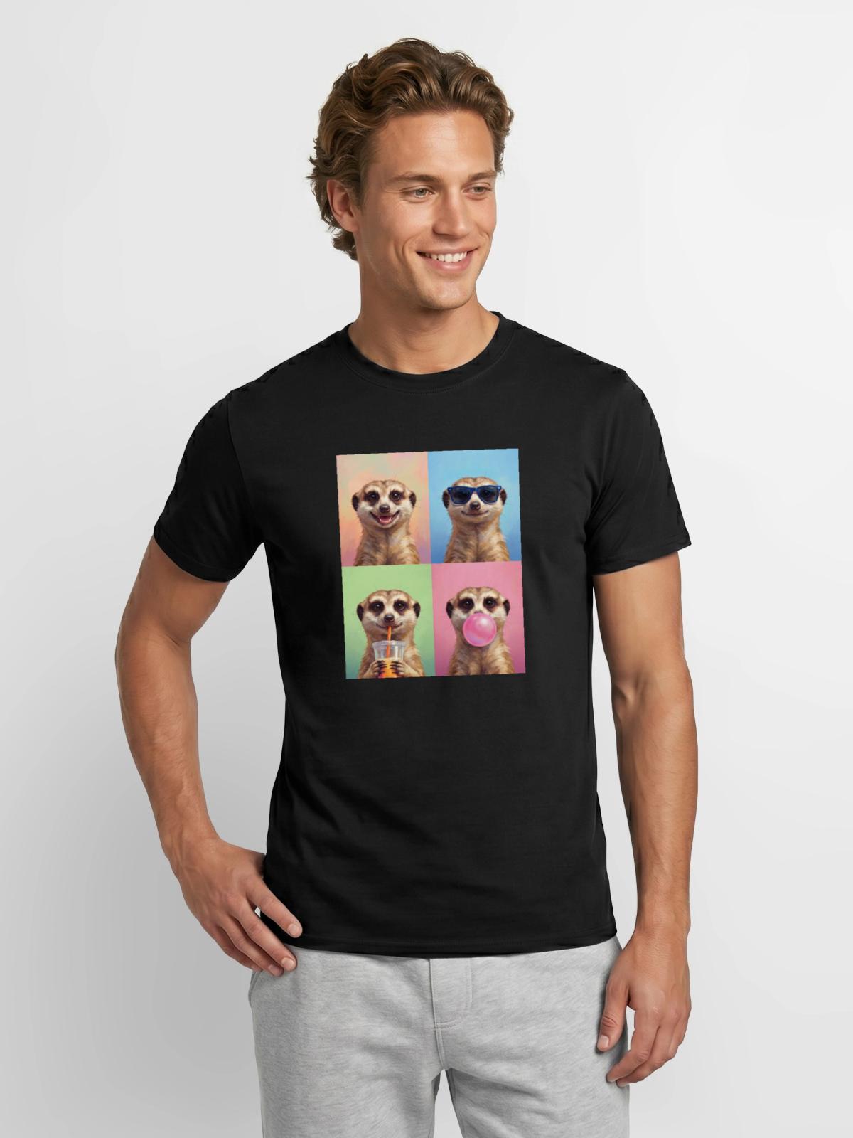 Meerkat Erdmännchen - Männer T-Shirt - Schwarz - Vorne - AI Model Male 178 light (178cm)