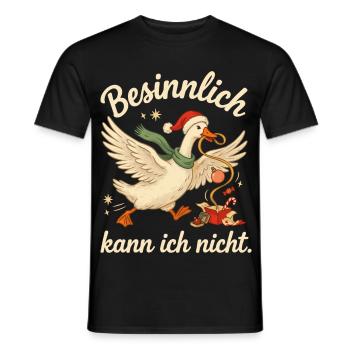 Weihnachtsgans mit Nikolausmütze und Geschenkchaos - Männer T-Shirt - Schwarz - Vorne - AI Model Male 178 light (178cm)