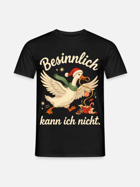 Weihnachtsgans mit Nikolausmütze und Geschenkchaos - Männer T-Shirt - Schwarz