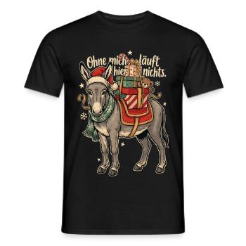 Weihnachtsesel mit Nikolausmütze - Männer T-Shirt - Schwarz - Vorne - AI Model Male 178 light (178cm)