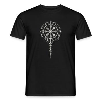 Ægishjálmur mit Runenstab in Hexentinte - Männer T-Shirt - Schwarz - Vorne - AI Model Male 178 light (178cm)