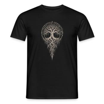 Yggdrasil mit Wurzelstab in Hexentinte - Männer T-Shirt - Schwarz - Vorne - AI Model Male 178 light (178cm)