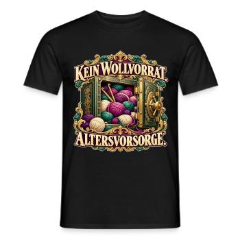 Wolle als Altersvorsorge - Männer T-Shirt - Schwarz - Vorne - AI Model Male 178 light (178cm)
