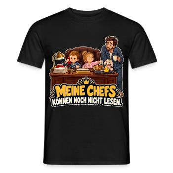 Kleine Chefs ohne Lesekenntnisse - Männer T-Shirt - Schwarz - Vorne - AI Model Male 178 light (178cm)