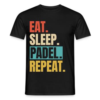 Essen, schlafen, Padel wiederholen - Männer T-Shirt - Schwarz - Vorne - AI Model Male 178 light (178cm)