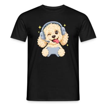 Gaming Goldendoodle mit Headset und Controller - Männer T-Shirt - Schwarz - Vorne - AI Model Male 178 light (178cm)