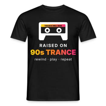 Raised On 90s Trance - Retro Tape - Männer T-Shirt - Schwarz - Vorne - AI Model Male 178 light (178cm)