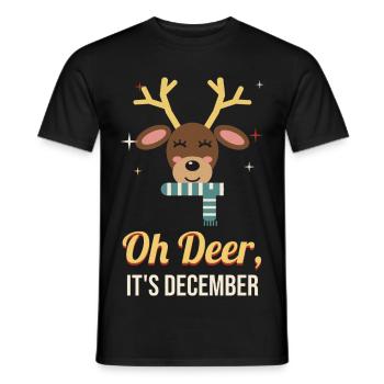 Oh Deer, It's December – Retro-Rentier Weihnachten - Männer T-Shirt - Schwarz - Vorne - AI Model Male 178 light (178cm)