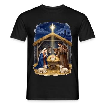 Krippenstern der Heiligen Nacht Weihnachten Jesus - Männer T-Shirt - Schwarz - Vorne - AI Model Male 178 light (178cm)