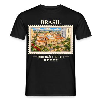 Brasilien Ribeirão Preto Vintage Reisemarke - Männer T-Shirt - Schwarz - Vorne - AI Model Male 178 light (178cm)