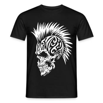 Punk Schädel mit Irokesenfrisur Tribal - Männer T-Shirt - Schwarz - Vorne - AI Model Male 178 light (178cm)