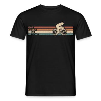 Eat Sleep Bike Repeat Für Radfahrer Radsport Retro - Männer T-Shirt - Schwarz - Vorne - AI Model Male 178 light (178cm)
