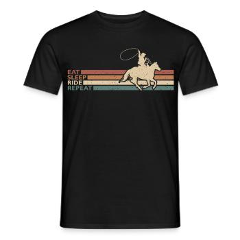 Eat Sleep Ride Repeat Cowboy Rodeo Western Stil - Männer T-Shirt - Schwarz - Vorne - AI Model Male 178 light (178cm)