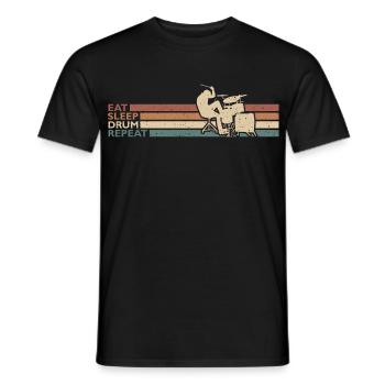Eat Sleep Drum Repeat Schlagzeuger Am Schlagzeug - Männer T-Shirt - Schwarz - Vorne - AI Model Male 178 light (178cm)