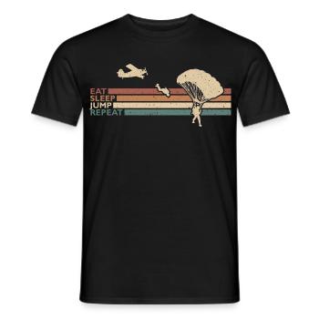 Eat Sleep Jump Repeat Fallschirmspringer Absprung - Männer T-Shirt - Schwarz - Vorne - AI Model Male 178 light (178cm)