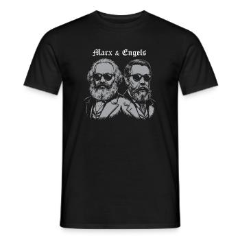 Marx & Engels Retro Silhouette - Männer T-Shirt - Schwarz - Vorne - AI Model Male 178 light (178cm)