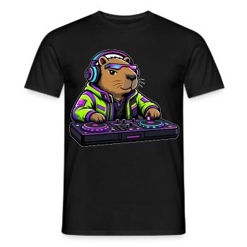 Cyberpunk-DJ Capybara Toy - Männer T-Shirt - Schwarz - Vorne - AI Model Male 178 light (178cm)