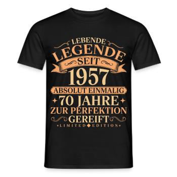Jahrgang 1957 geboren 70. Geburtstag Geschenk - Männer T-Shirt - Schwarz - Vorne - AI Model Male 178 light (178cm)