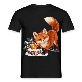 Fuchsjunges beim Sternlaternen-Spiel - Männer T-Shirt - Schwarz - Vorne - AI Model Male 178 light (178cm)