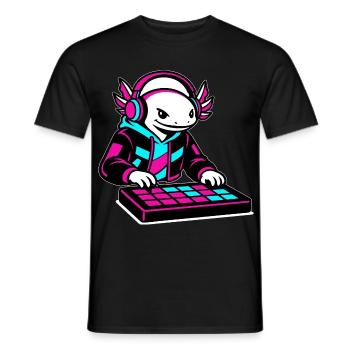 Neonrosa DJ Axolotl-Spielzeug - Männer T-Shirt - Schwarz - Vorne - AI Model Male 178 light (178cm)