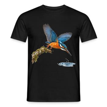 Eisvogel im Sturzflug – Naturillustration - Männer T-Shirt - Schwarz - Vorne - AI Model Male 178 light (178cm)