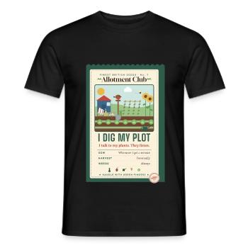 Ich freue mich über das Gärtnergeschenk meines Parzellen-Allotment Clubs. - Männer T-Shirt - Schwarz - Vorne - AI Model Male 178 light (178cm)