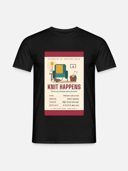 Knit Happens lustiges Strickgeschenk - Männer T-Shirt - Schwarz