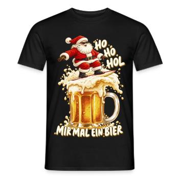 Ho Ho Hol mir mal ein Bier Surfender Weihnachtsman - Männer T-Shirt - Schwarz - Vorne - AI Model Male 178 light (178cm)