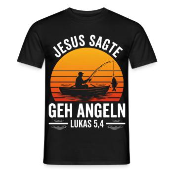 Jesus Sagte Geh Angeln - Männer T-Shirt - Schwarz - Vorne - AI Model Male 178 light (178cm)