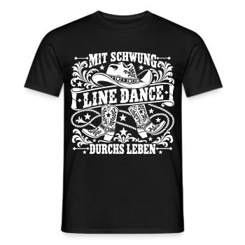 Line Dance Lebensfreude - Männer T-Shirt - Schwarz - Vorne - AI Model Male 178 light (178cm)
